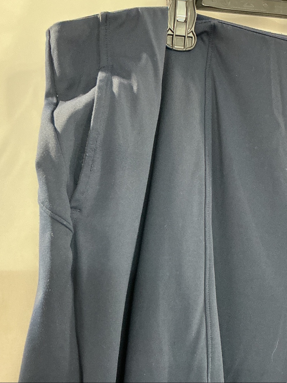 Classic Wide-Leg Navy Women's Pants - Picture 3 of 8